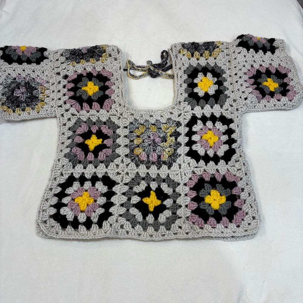 Crochet Granny Square Top Handmade Boho Patchwork